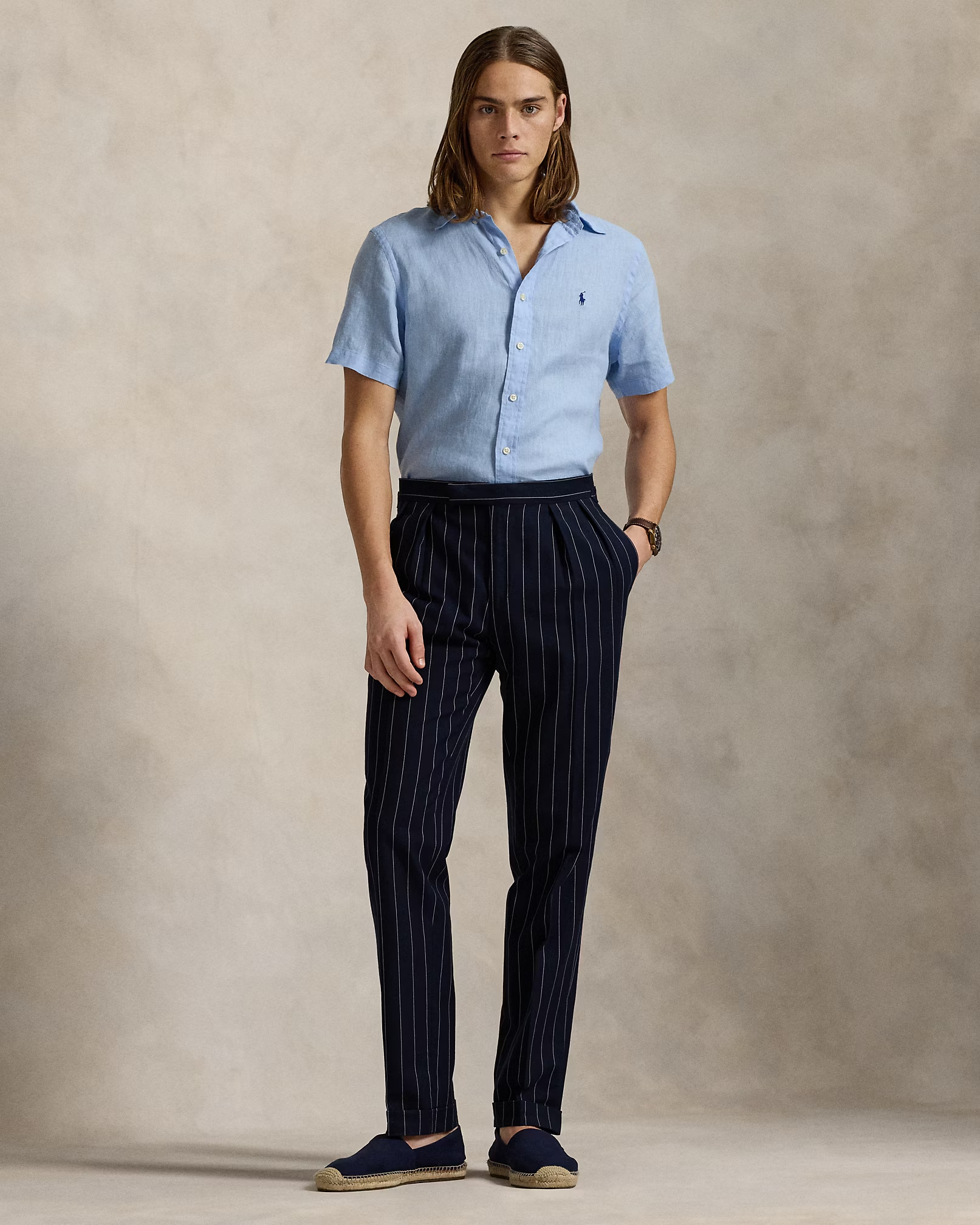 Camisa Linho Polo Ralph Lauren Manga Curta