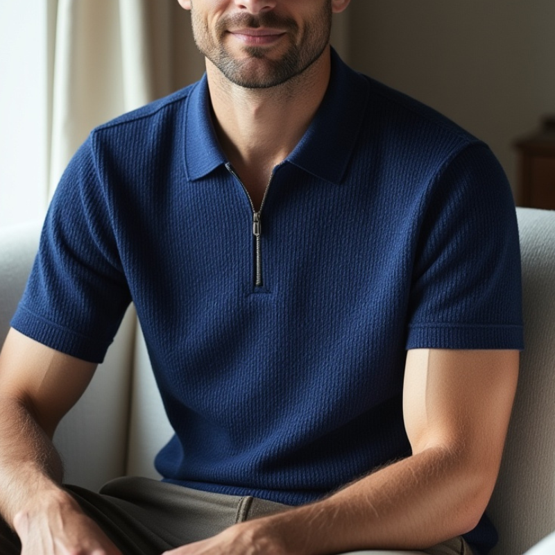 Camisa Polo Malha Francesa Blue