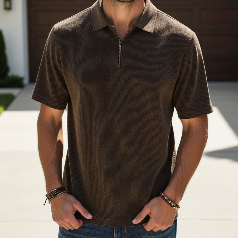 Camisa Polo Malha Francesa Brown