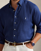 Camisa Linho Polo Ralph Lauren Manga Longa